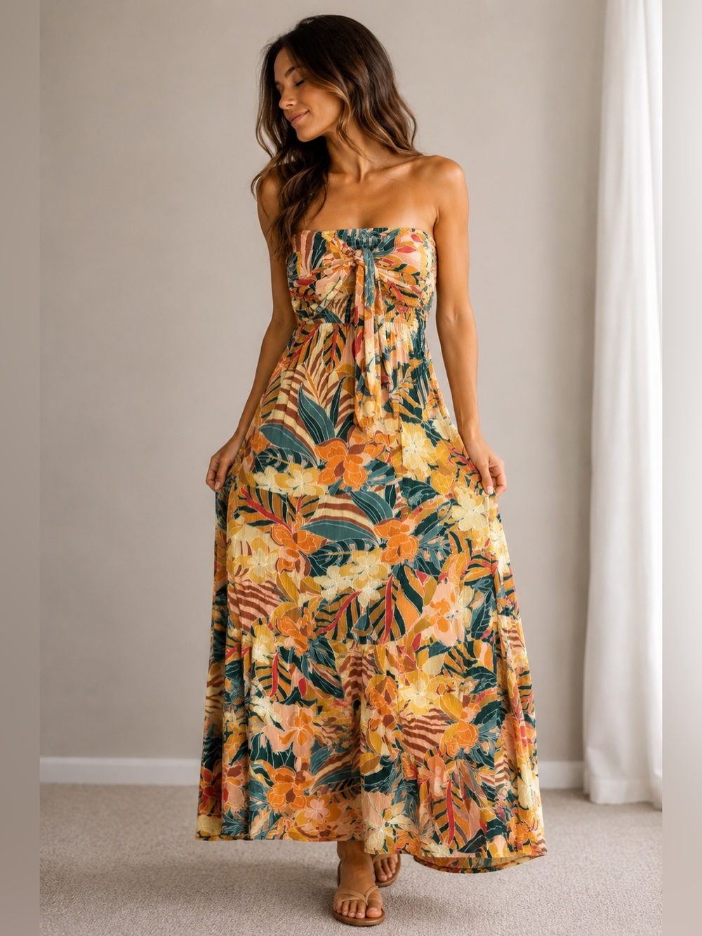 Rip Curl Tropical Strapless Maxi Dress – Size Small 🌺